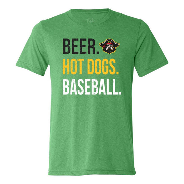 Bradenton Marauders Beer Hot Dogs Baseball Tee